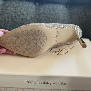 Size 6, gold stilettos